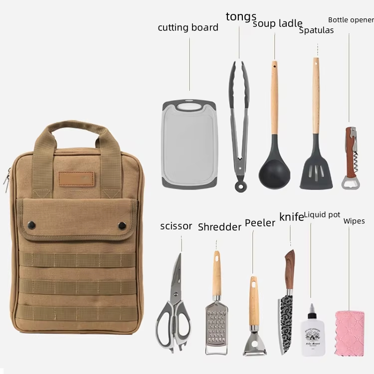 Camping Cooking Set With Bag - 캠핑 조리기구 액세서리 세트, 12종 휴대용