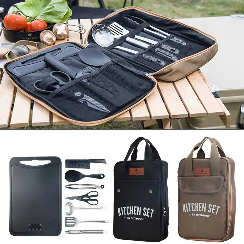 Camping Cooking Windscreen - 8종 캠핑 주방용품 세트 휴대용 야외