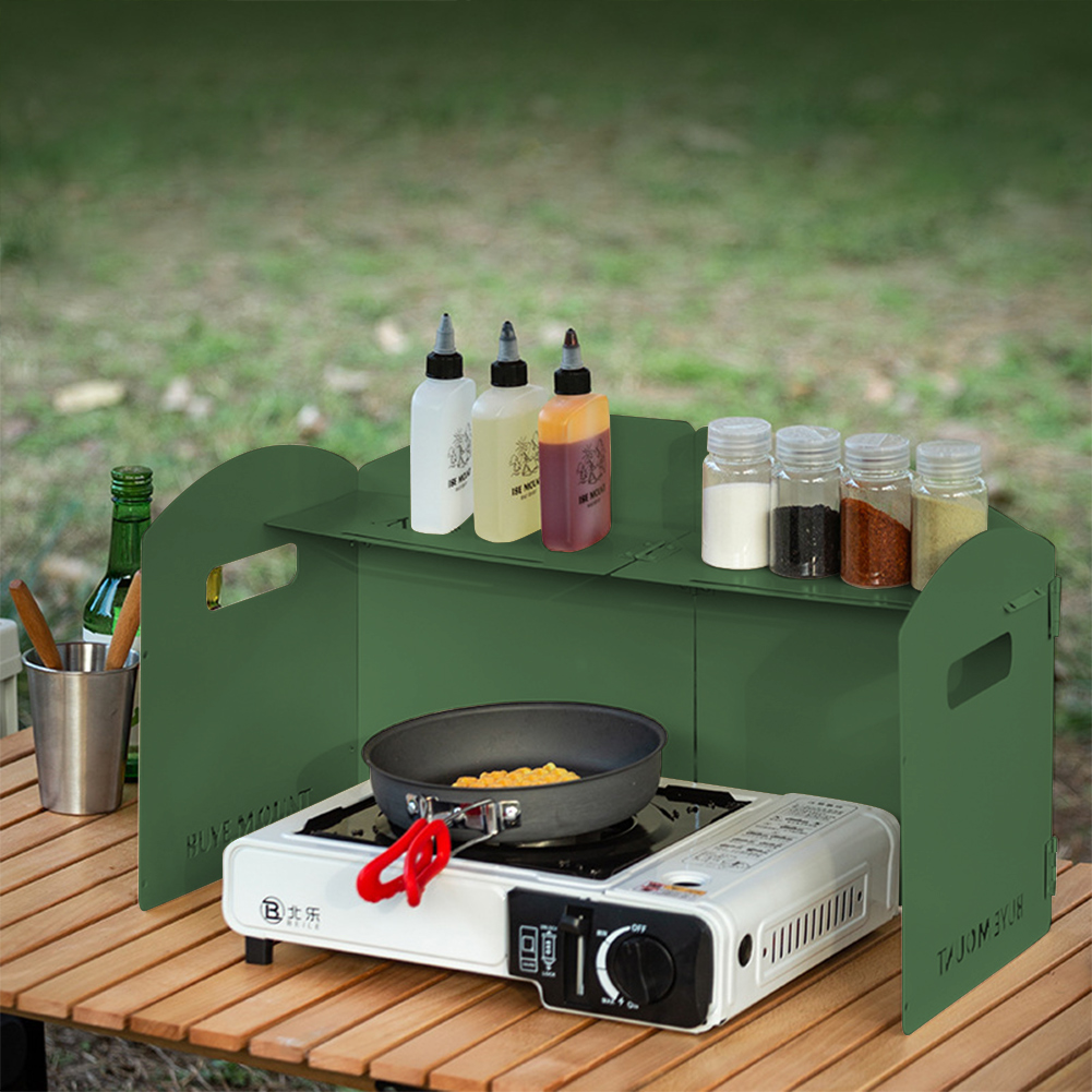 Camping Cooking Windscreen - 접이식 가스 스토브 방풍 스크린(보관층 포함)