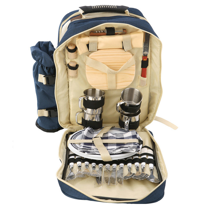 Camping Cooking Set With Bag - 휴대용 4 인용 피크닉 배낭 세트,