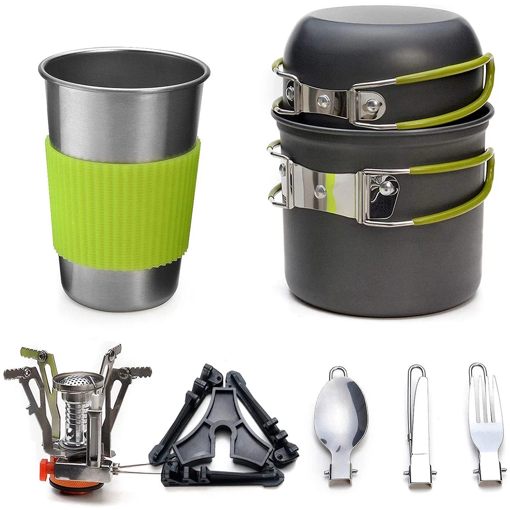 Camping Cooking Set With Bag - 스토브가있는 캠핑 조리기구 키트 야외 요리