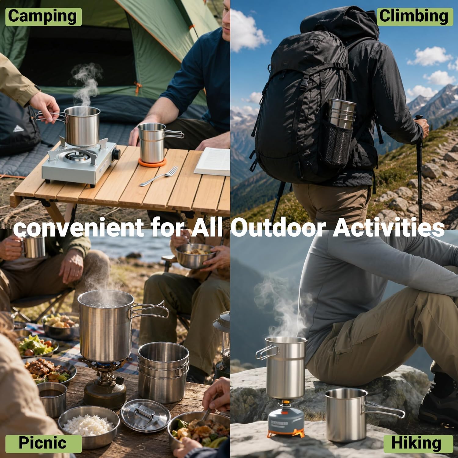 접이식 캠핑컵 머그컵 캠핑 냄비 조리기구 304 식품  - Camping Cooking Set 리뷰 및 가격