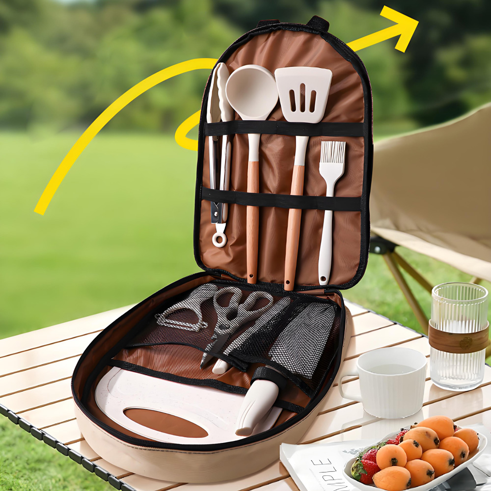 10종 휴대용 캠핑 조리기구 세트, 실리콘 주걱, 국자 - Quechua Camping Cooking Set 리뷰 및 가격