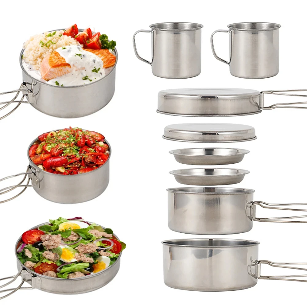 8개/세트 캠핑 조리기구 세트 스테인리스 스틸 요리 냄 - Camping Cooking Hob 리뷰 및 가격