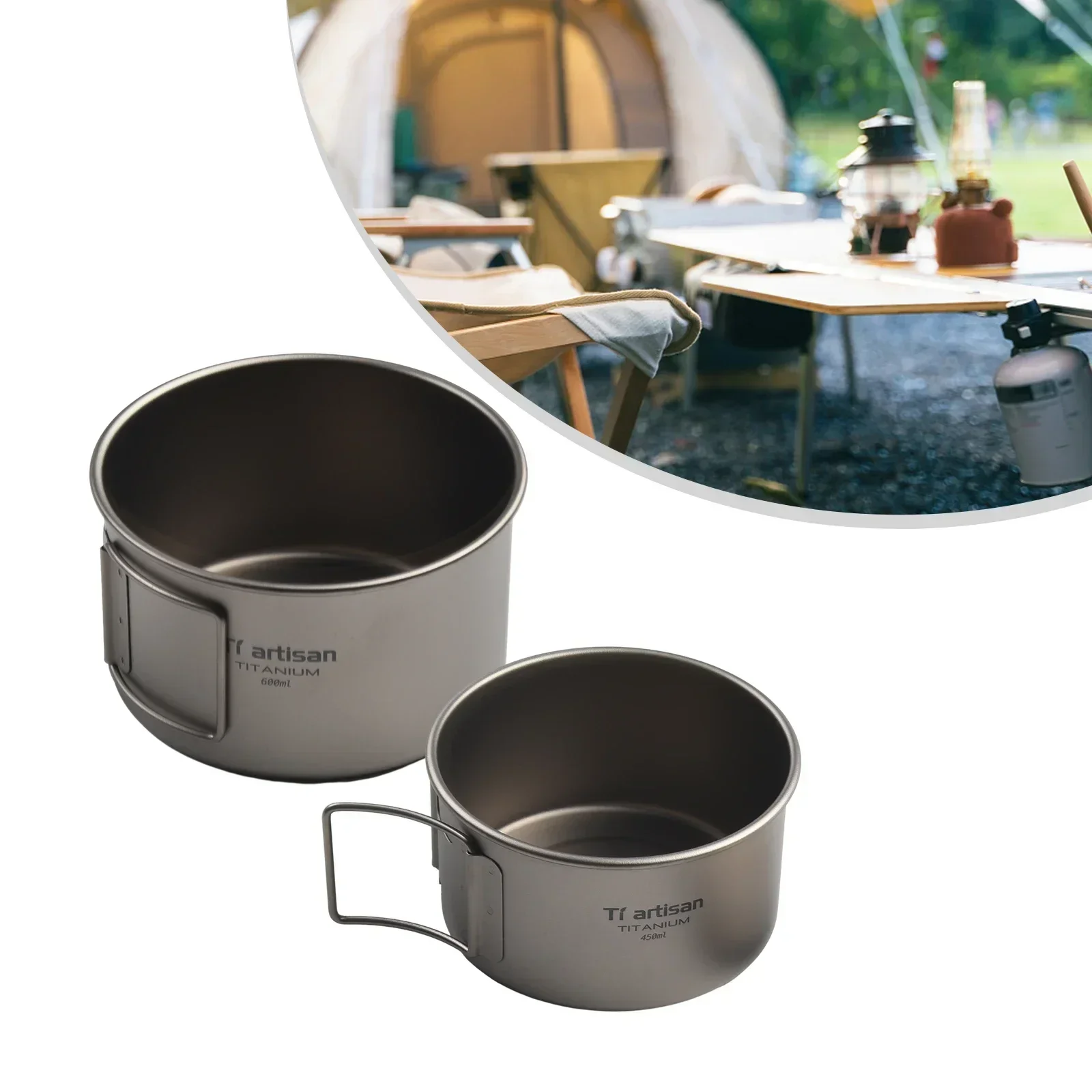 접이식 손잡이가 있는 티타늄 그릇, 캠핑 그릇, 뚜껑  - Camping Cooking Set 리뷰 및 가격
